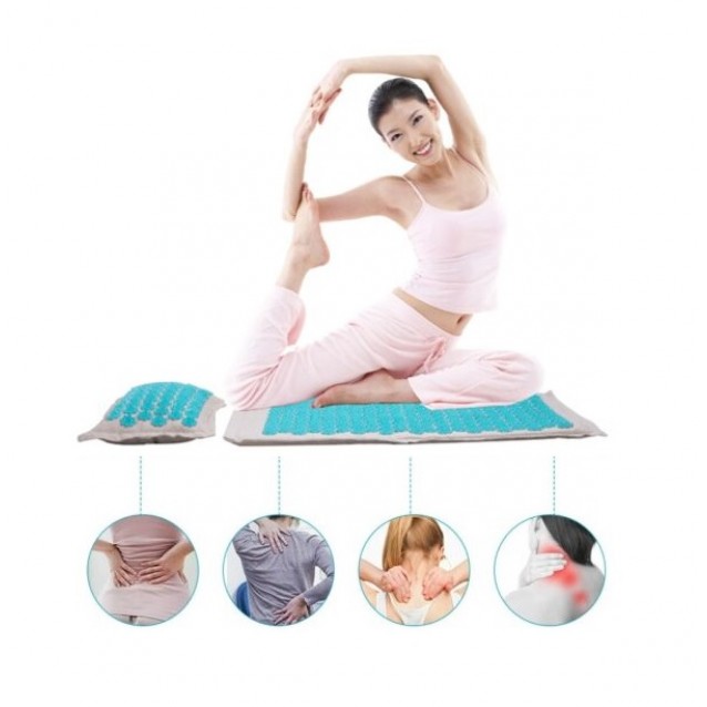 Akupresūrinis masažo kilimėlis su pagalve